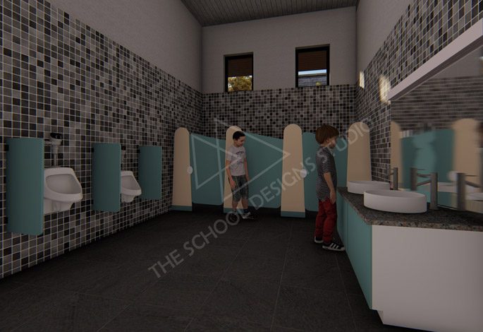 Basil Woods Preschool, Bengaluru Washroom (Render).