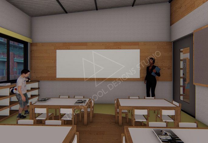 Basil Woods Preschool, Bengaluru classroom (Render).