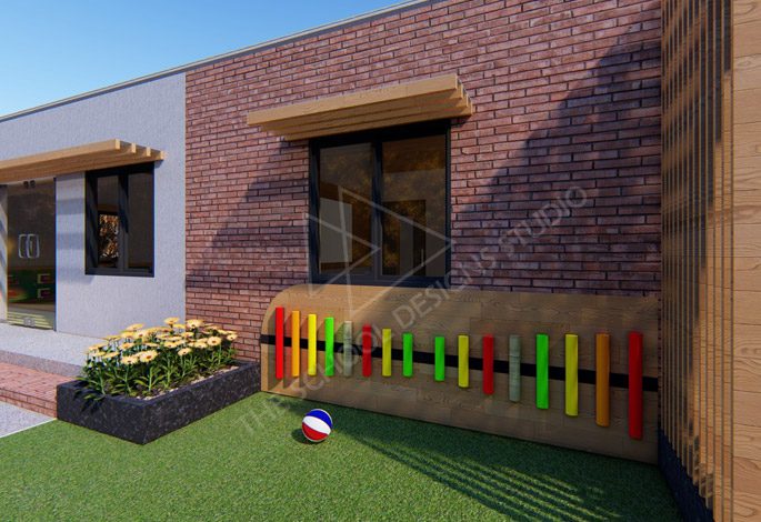 Basil Woods Preschool, Bengaluru lawn (Render).